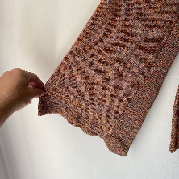 Marbled Knit Sweater Bell Sleeves SZ‎ M V- Neck Stretchy Oversized Boho Cottage - Picture 4 of 5